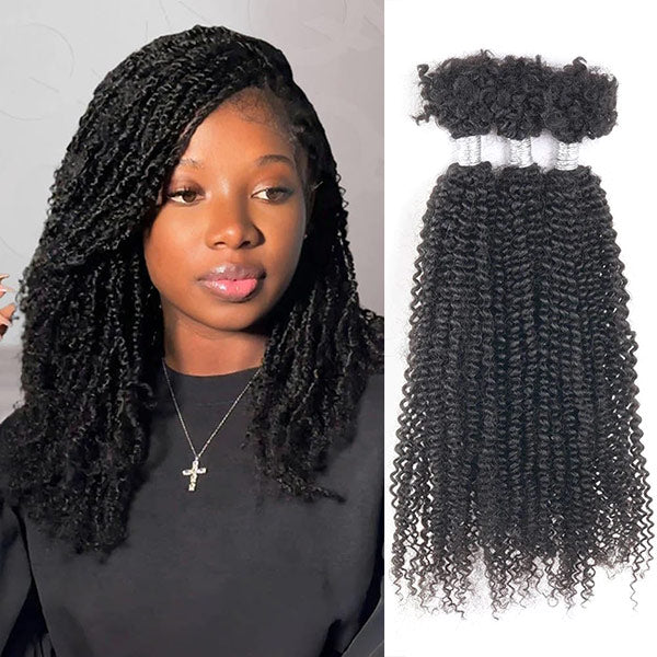 Passion Twist Human Afro Kinky Bulk Curly Hair for Spring Twist Crochet Braiding Hair MBW46