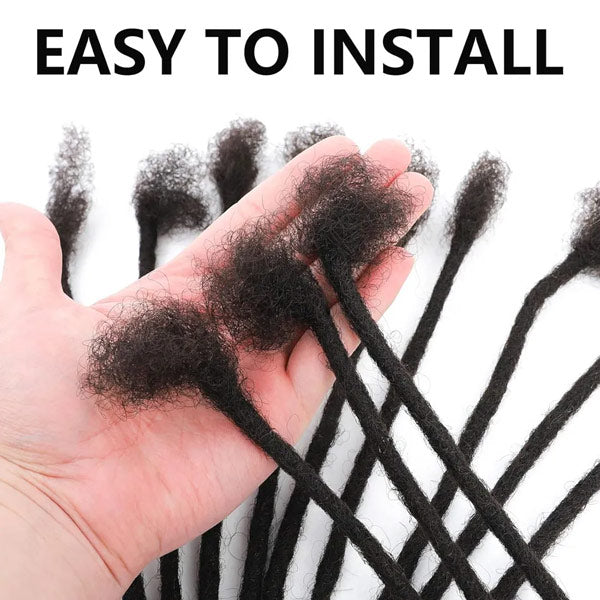 Handmade Dreadlocks Natural Black Thickness 0.6cm 100% Human Hair Loc Extensions MBW44