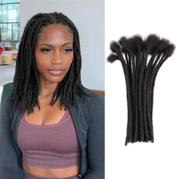 Handmade Dreadlocks Natural Black Thickness 0.6cm 100% Human Hair Loc Extensions MBW44