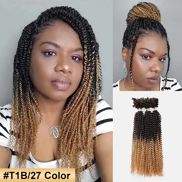 Passion Twist Ombre Color Human Afro Kinky Bulk Curly Hair for Crochet Braiding Twist MBW47