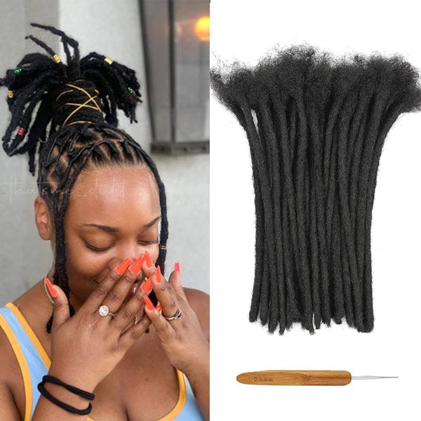 Handmade Dreadlocks Natural Black Thickness 0.6cm 100% Human Hair Loc Extensions MBW44