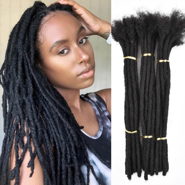 Handmade Dreadlocks Natural Black Thickness 0.6cm 100% Human Hair Loc Extensions MBW44