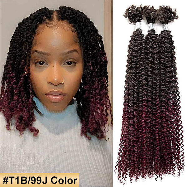 Passion Twist Ombre Color Human Afro Kinky Bulk Curly Hair for Crochet Braiding Twist MBW47