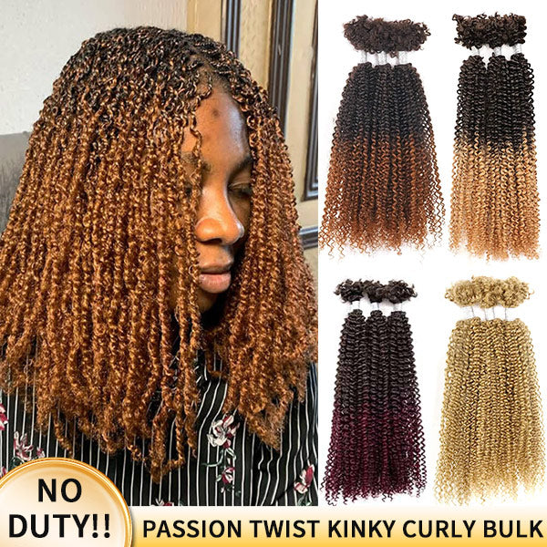 Passion Twist Ombre Color Human Afro Kinky Bulk Curly Hair for Crochet Braiding Twist MBW47