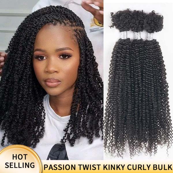 Passion Twist Human Afro Kinky Bulk Curly Hair for Spring Twist Crochet Braiding Hair MBW46