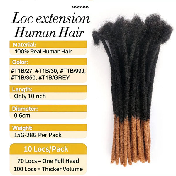 Handmade Dreadlocks Ombre Color Thickness 0.6cm 100% Human Hair Loc Extensions MBW45