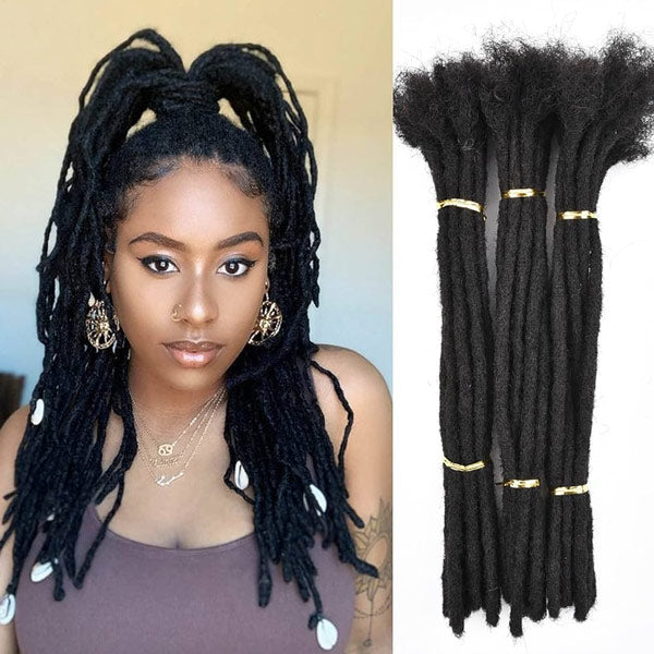 Handmade Dreadlocks Natural Black Thickness 0.6cm 100% Human Hair Loc Extensions MBW44