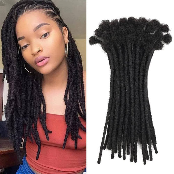 Handmade Dreadlocks Natural Black Thickness 0.6cm 100% Human Hair Loc Extensions MBW44
