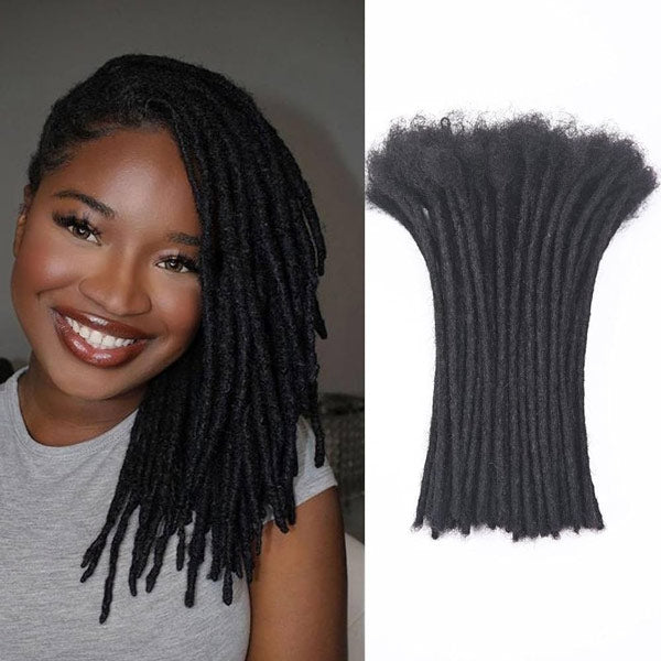 Handmade Dreadlocks Natural Black Thickness 0.6cm 100% Human Hair Loc Extensions MBW44