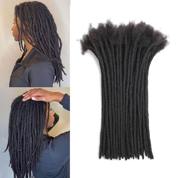 Handmade Dreadlocks Natural Black Thickness 0.6cm 100% Human Hair Loc Extensions MBW44