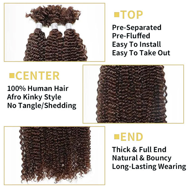 Passion Twist Ombre Color Human Afro Kinky Bulk Curly Hair for Crochet Braiding Twist MBW47