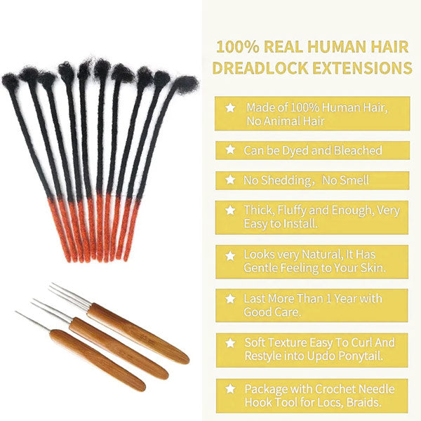 Handmade Dreadlocks Ombre Color Thickness 0.6cm 100% Human Hair Loc Extensions MBW45