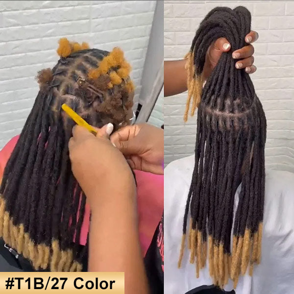 Handmade Dreadlocks Ombre Color Thickness 0.6cm 100% Human Hair Loc Extensions MBW45