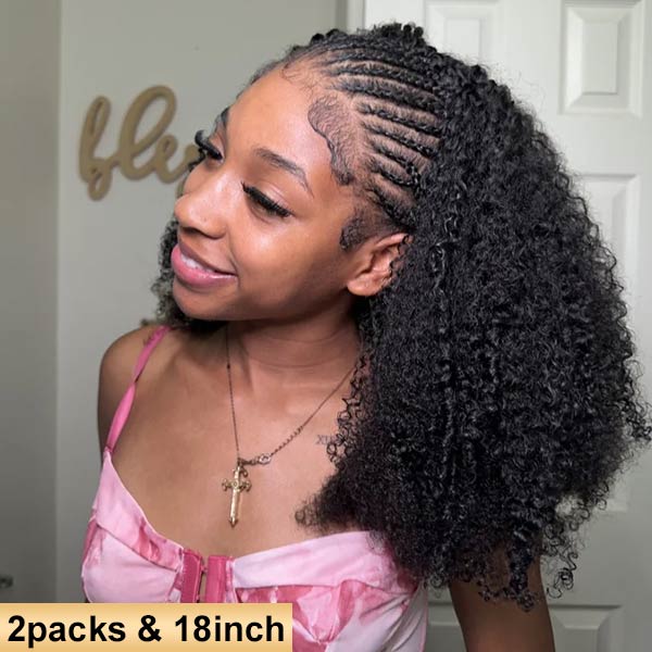 【Seamless Crochet Braids Hair】Kinky Coily Curly Knotless Pre-Looped 100% Crochet Human Hair Extensions for Easy Install MBW59