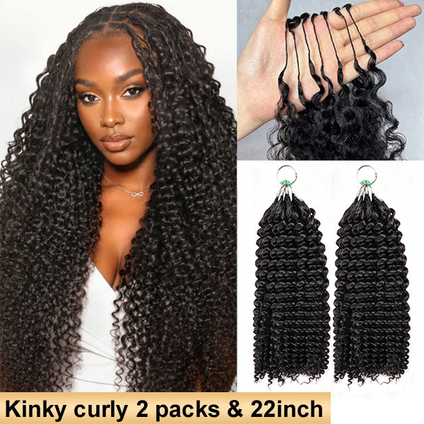 【Seamless Crochet Braids】Soft Feather Crochet Braids Hair Newest Micro Ring Loop 100% Crochet Human Hair Extensions MBW51