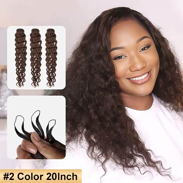 【Seamless Crochet Braids】#2 #4 #27 #30 #P4/27 #T2/30 Water Wave Soft Feather Crochet Hair Micro Ring Loop 100% Human Hair MBW55