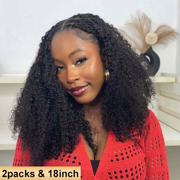 【Seamless Crochet Braids Hair】Kinky Coily Curly Knotless Pre-Looped 100% Crochet Human Hair Extensions for Easy Install MBW59