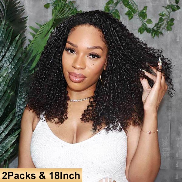 【Seamless Crochet Braids Hair】Pixie Curls Knotless Pre-Looped 100% Crochet Human Hair Extensions for Easy Install MBW60