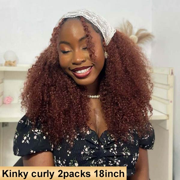 【Knotless Pre-looped Crochet Braids】#33 Reddish Brown Crochet Human Hair Extensions Easy Install MBW61