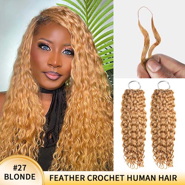 【Seamless Crochet Braids】#2 #4 #27 #30 #P4/27 #T2/30 Water Wave Soft Feather Crochet Hair Micro Ring Loop 100% Human Hair MBW55