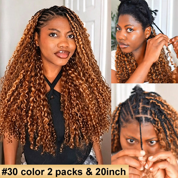 【Seamless Crochet Braids】#2 #4 #27 #30 #P4/27 #T2/30 Burmese Curly Soft Feather Crochet Hair Micro Ring Loop 100% Human Hair MBW54