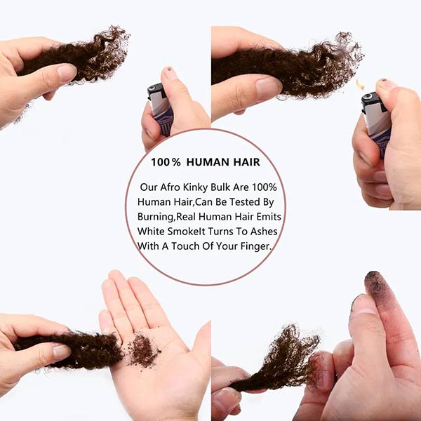 Afro Kinky Bulk Human Hair Extension For Braiding Twists Locs 50G/Pack -MBW43