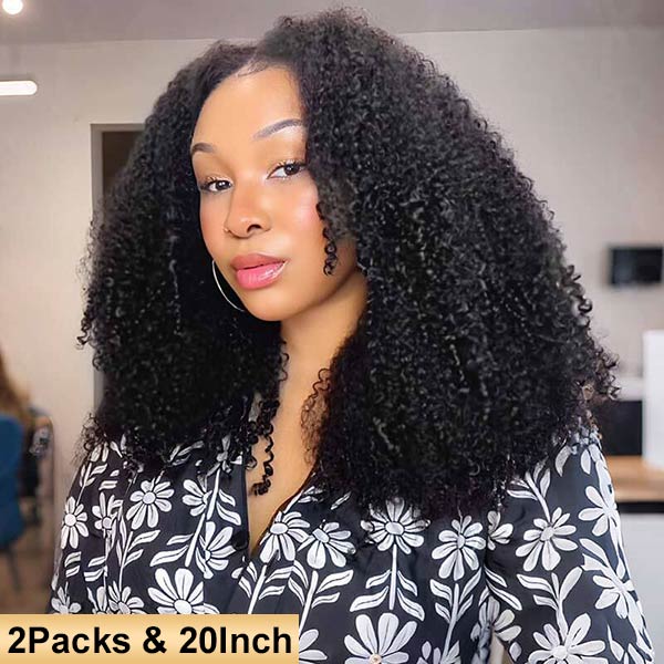 【Seamless Crochet Braids Hair】Afro Kinky Curly Knotless Pre-Looped 100% Crochet Human Hair Extensions for Easy Install MBW58