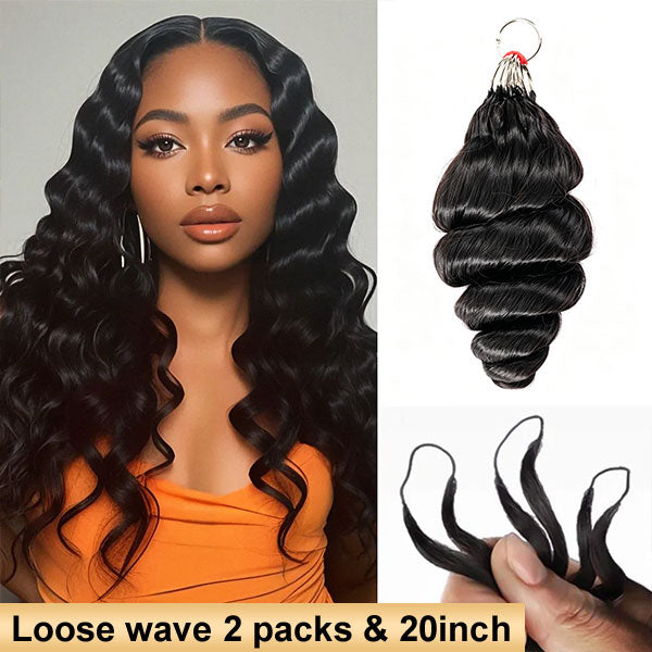 【Seamless Crochet Braids】Soft Feather Crochet Braids Hair Newest Micro Ring Loop 100% Crochet Human Hair Extensions MBW51