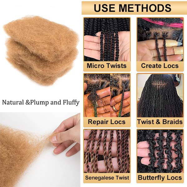 Afro Kinky Bulk Human Hair Extension For Braiding Twists Locs 50G/Pack -MBW43
