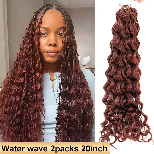【Knotless Pre-looped Crochet Braids】#33 Reddish Brown Crochet Human Hair Extensions Easy Install MBW61