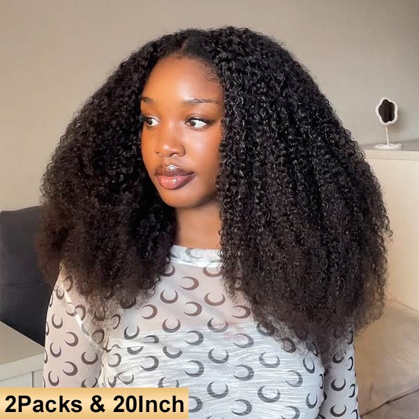 【Seamless Crochet Braids Hair】Afro Kinky Curly Knotless Pre-Looped 100% Crochet Human Hair Extensions for Easy Install MBW58