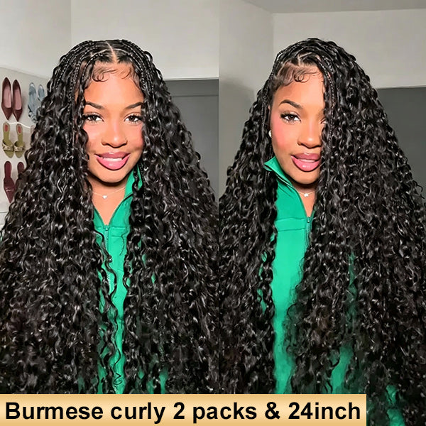 【Seamless Crochet Braids】Burmese Curly Soft Feather Crochet Hair Newest Micro Ring Loop Crochet 100% Human Hair MBW52