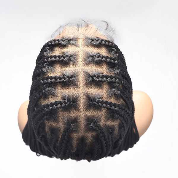 Boho Knotless Braids Invisible Tiny Knots Full HD Lace Braided Wig For Black Women Tangle-free Curly Ends 36Inch-MBW29