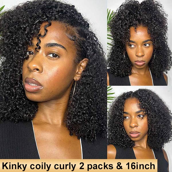 【Seamless Crochet Braids Hair】Kinky Coily Curly Knotless Pre-Looped 100% Crochet Human Hair Extensions for Easy Install MBW59