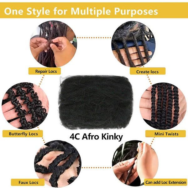 Afro Kinky Bulk Human Hair Extension For Braiding Twists Locs 50G/Pack -MBW43