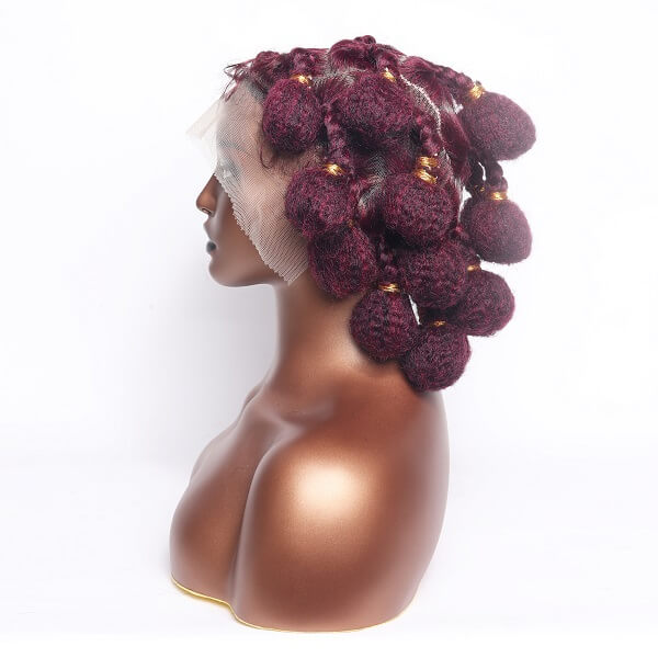 bantu knot braided wig burgundy