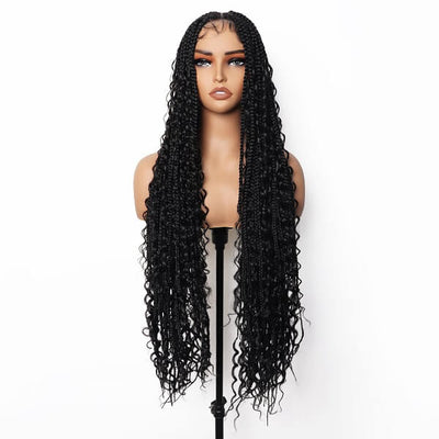 Boho Knotless Box Braided Wig Hand-tied Full HD Lace Wig | MyBraidedWig