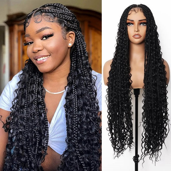 boho box braided wig with curly ends