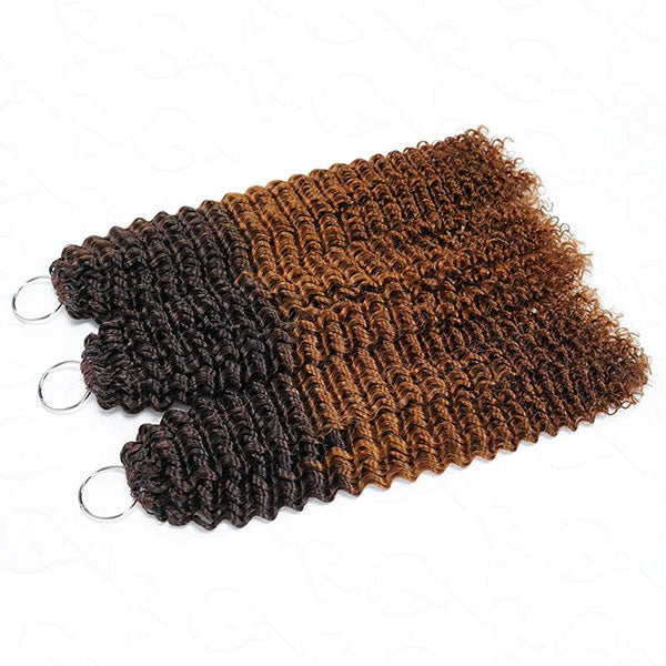 【Knotless Pre-looped Crochet Braids】#T2/30 Ombre Kinky Curly Crochet Human Hair Extensions Easy Install MBW57