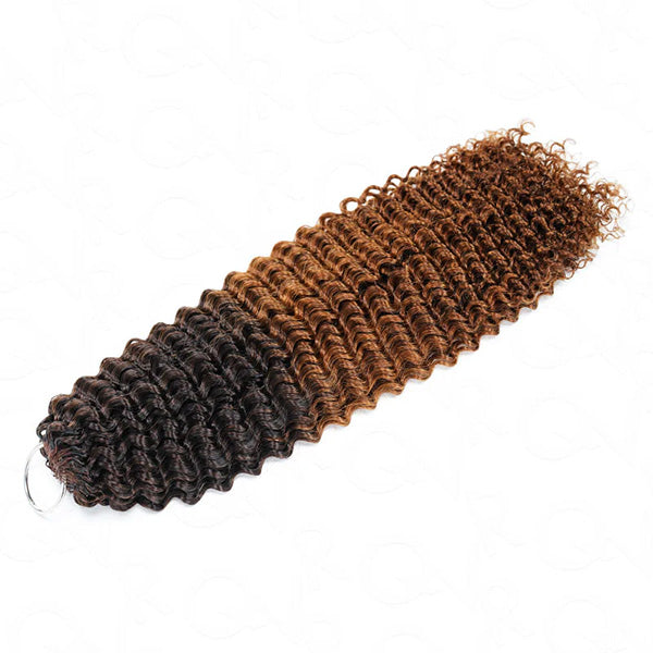 【Knotless Pre-looped Crochet Braids】#T2/30 Ombre Kinky Curly Crochet Human Hair Extensions Easy Install MBW57