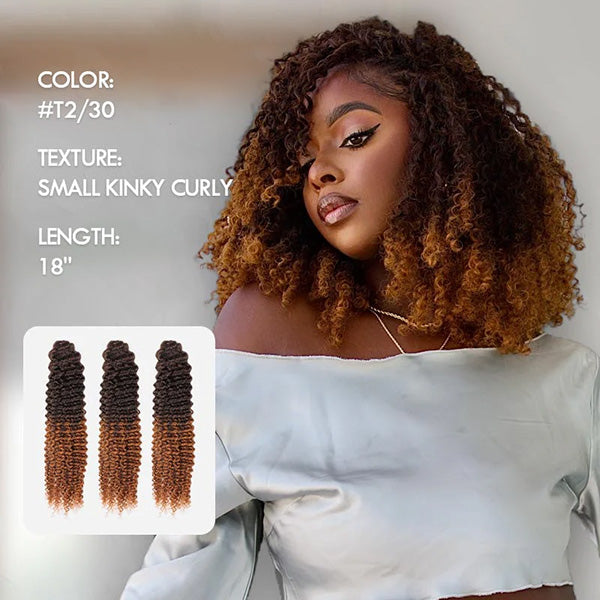 【Knotless Pre-looped Crochet Braids】#T2/30 Ombre Kinky Curly Crochet Human Hair Extensions Easy Install MBW57