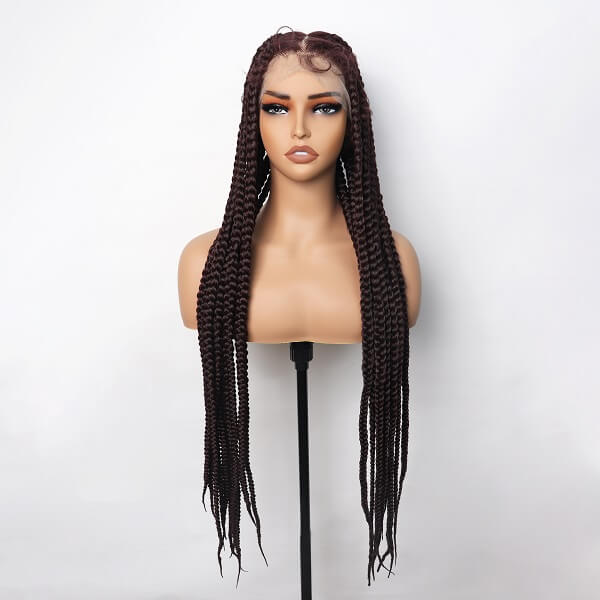 brown box braid wig