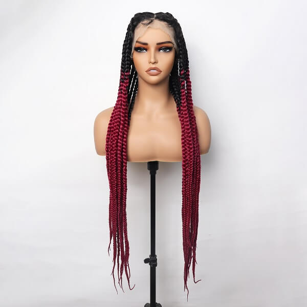 ombre burgundy braided wig