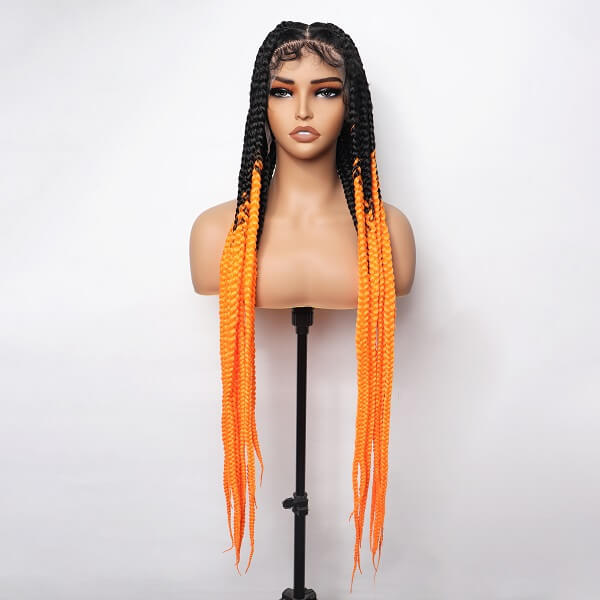 ombre orange box braided wig