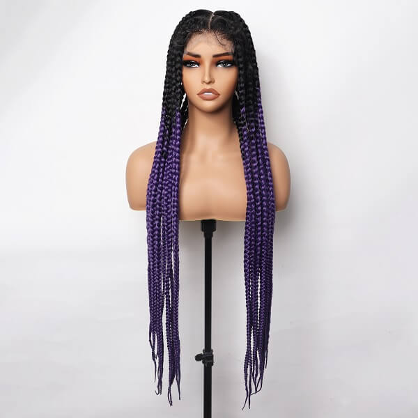 ombre purple box braided wig