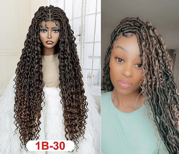 locs braided wig with curly ends